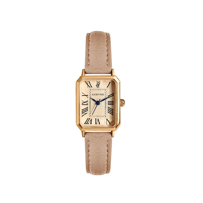 Elegante gouden horloge met een verfijnd steentje.