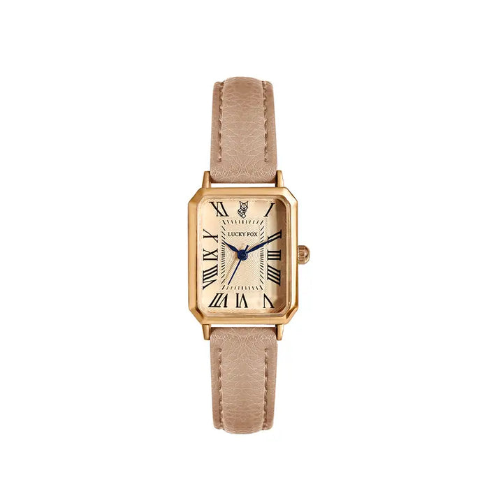 Elegante gouden horloge met een verfijnd steentje.