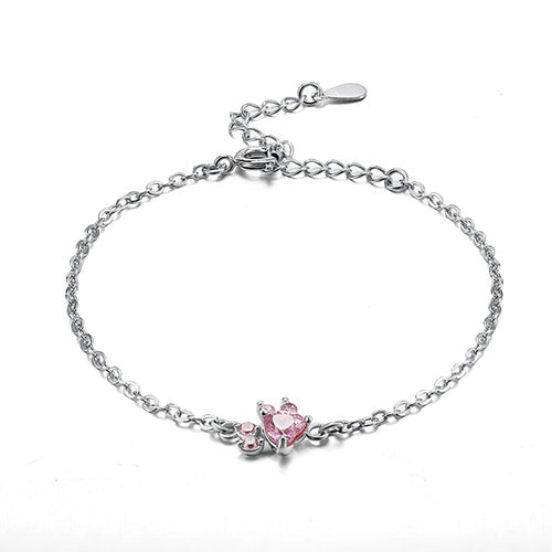 Roze Gouden Poot Sieraden Set – 4 Stukken met Zirkonia Hart (Ring, Ketting, Oorbellen, Armband)
