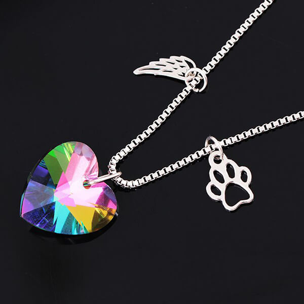 Regenboog Herinneringsketting met Hartbedel