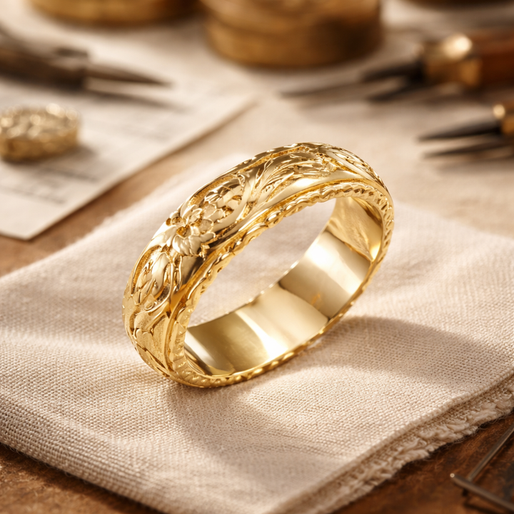Vintage ring met bloem