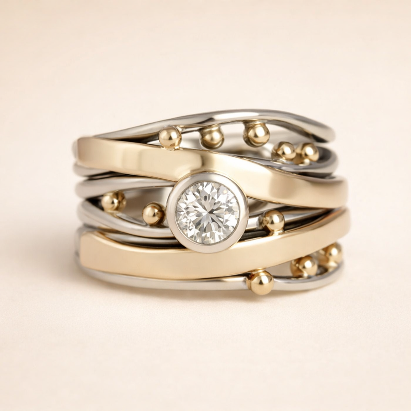 Elegante gouden ring met vintage zirkonia inleg
