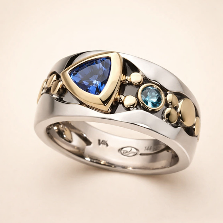 Vintage Blauwe Kristallen Ring