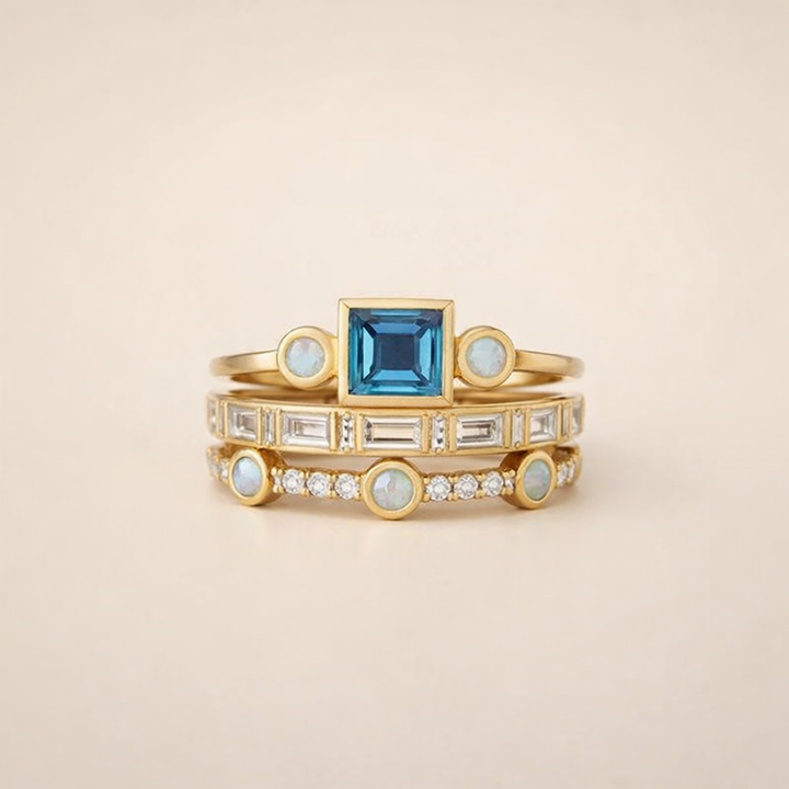 Elegante ring met blauwe kristallen