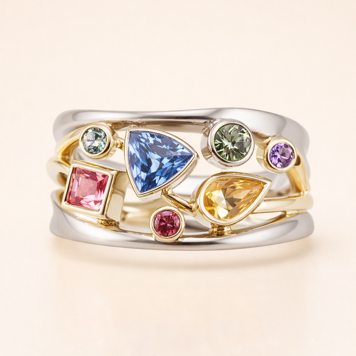 Vintage kleurrijke zirkonia ring