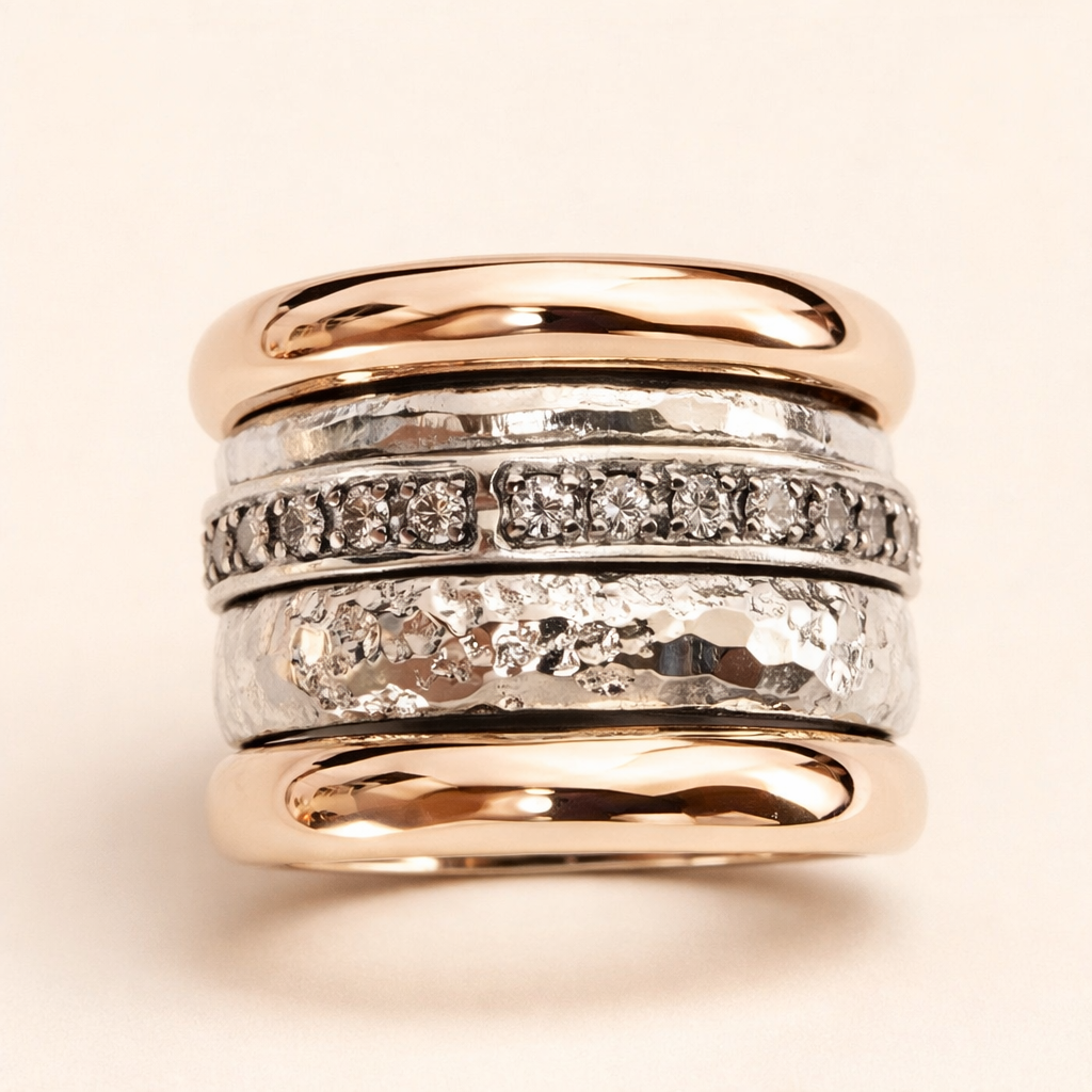 Meerkleurige gouden ring