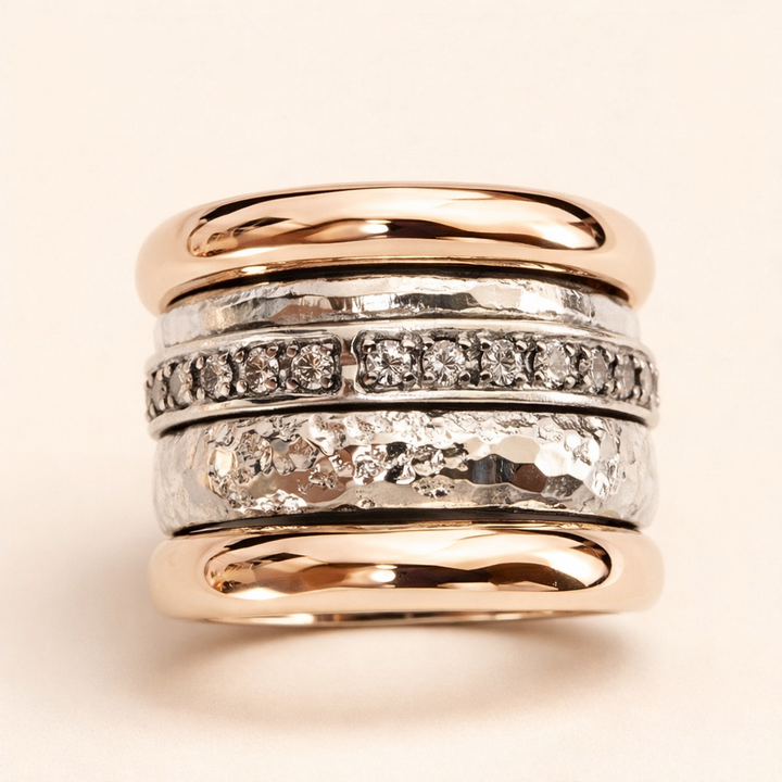 Meerkleurige gouden ring
