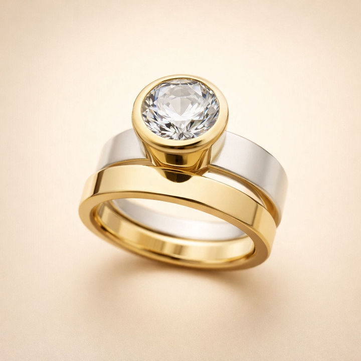 Ingebouwd glas gouden ring