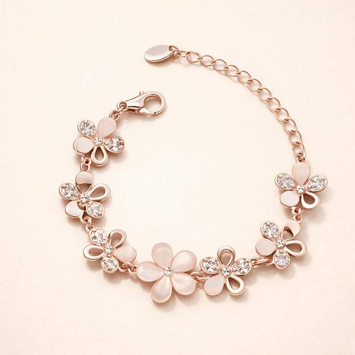 Elegante rozenbloem armband van roségoud