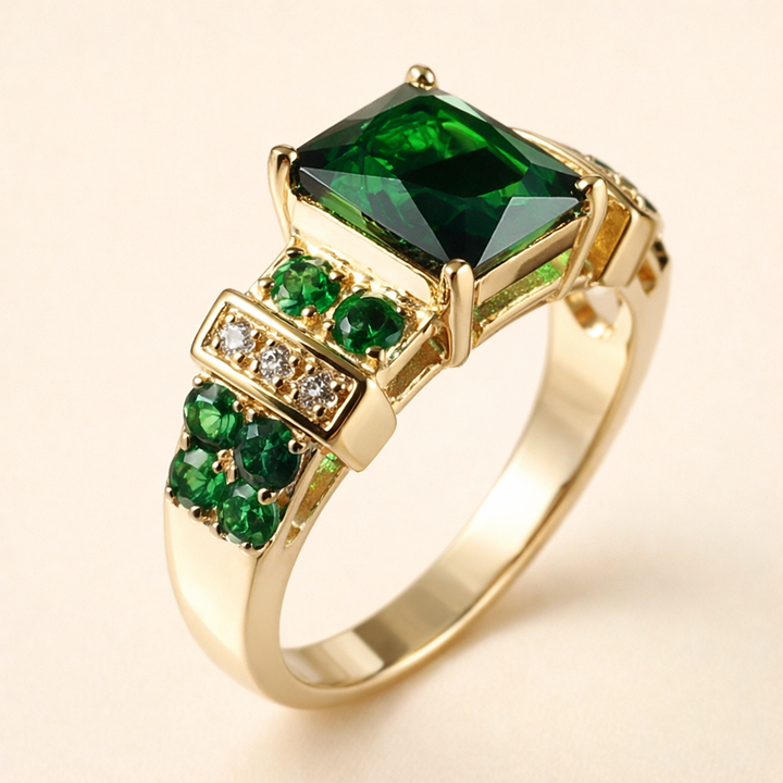 Elegante gouden ring met smaragd