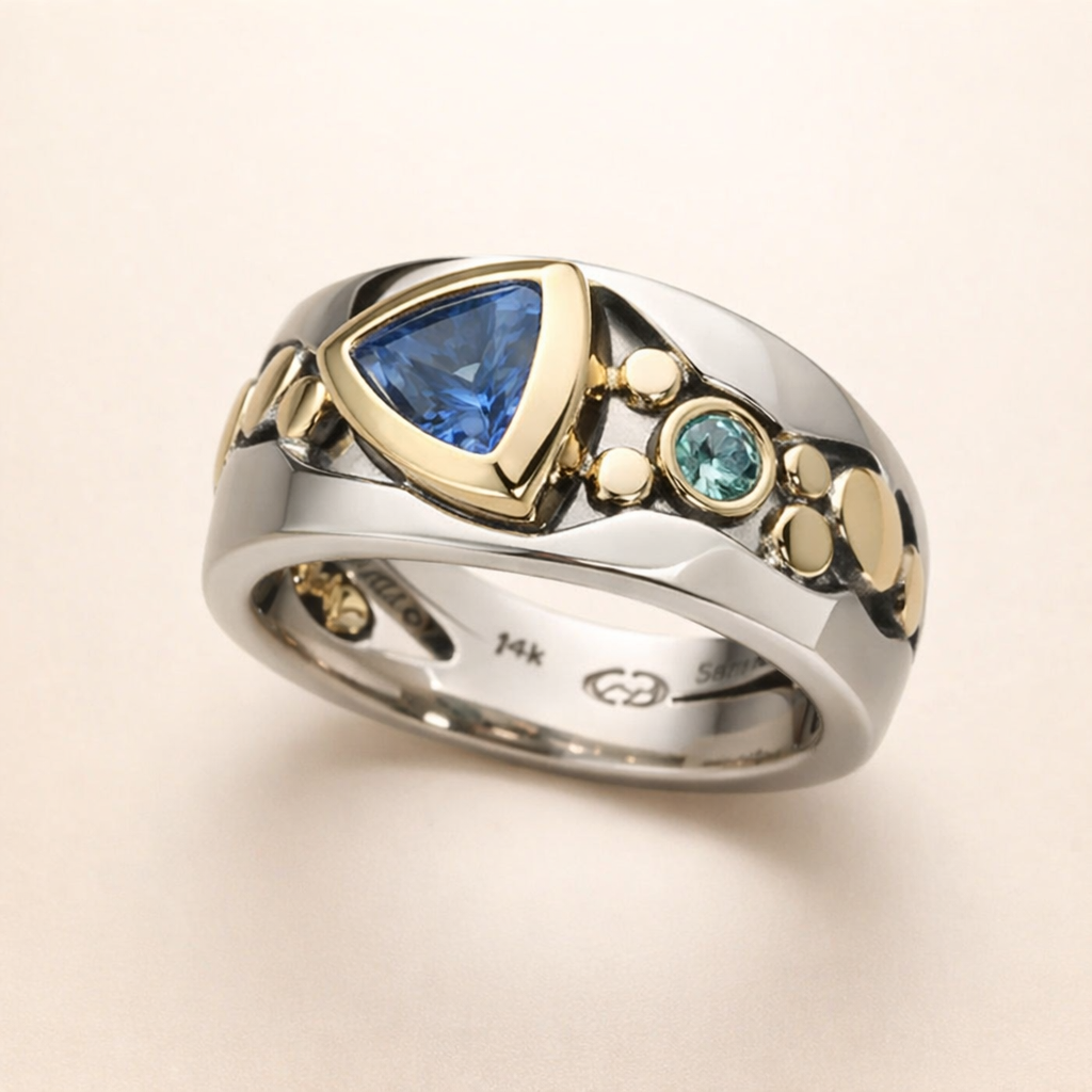 Elegante ring van wit goud met antieke IJssteen