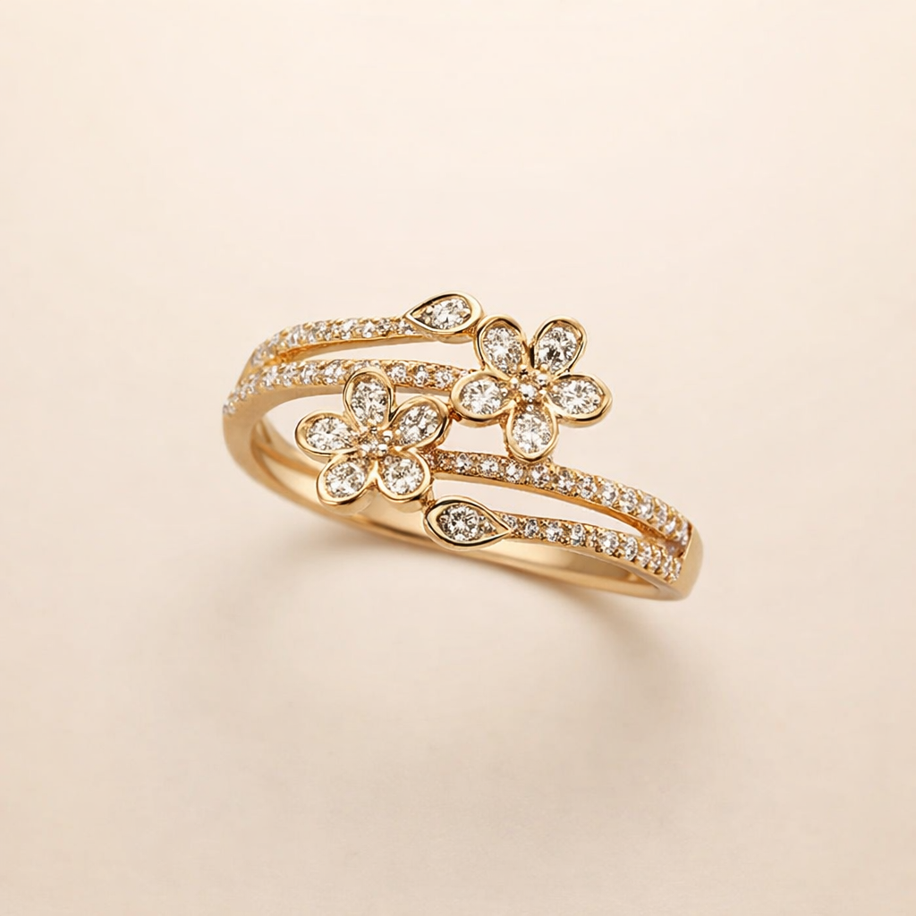 Subtiele gouden ring met heldere bloem