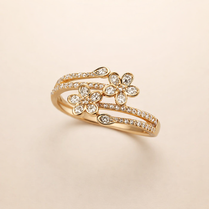Subtiele gouden ring met heldere bloem