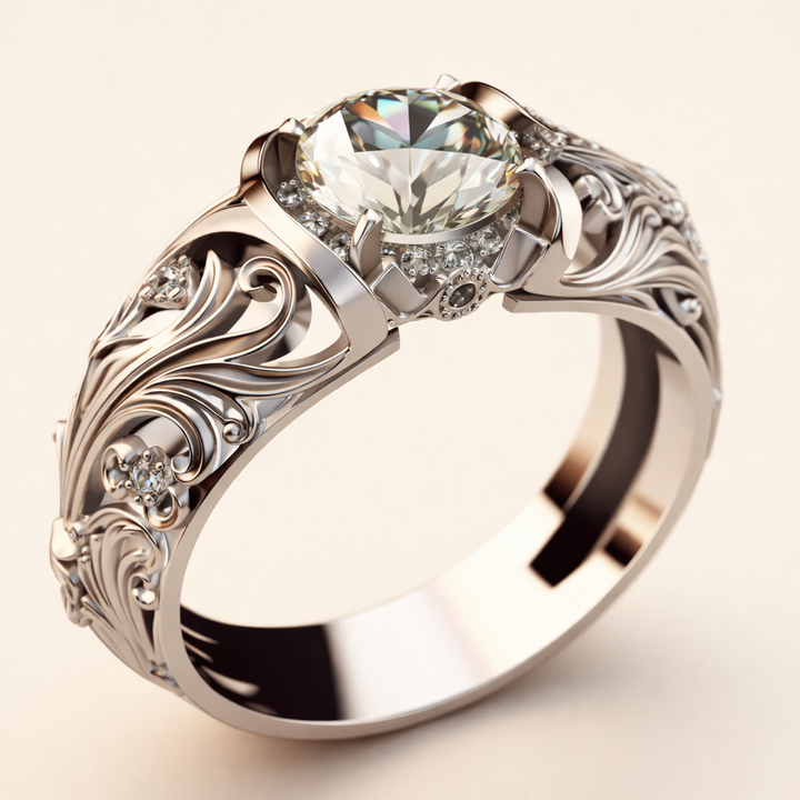 Elegante ring van wit goud met sprankelende kristallen