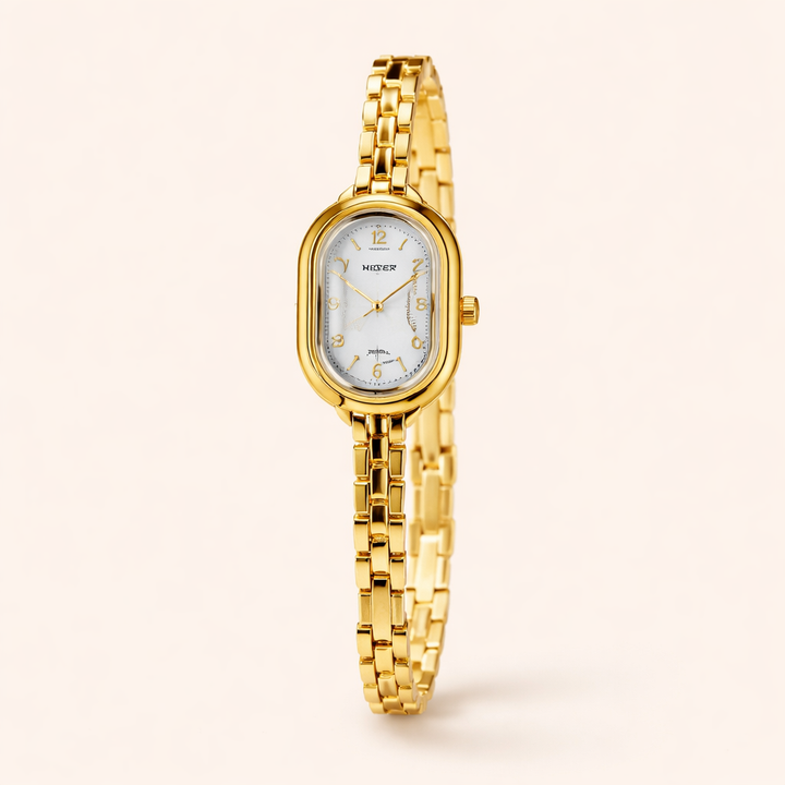 Elegante gouden horloge met subtiele hartvormige hanger
