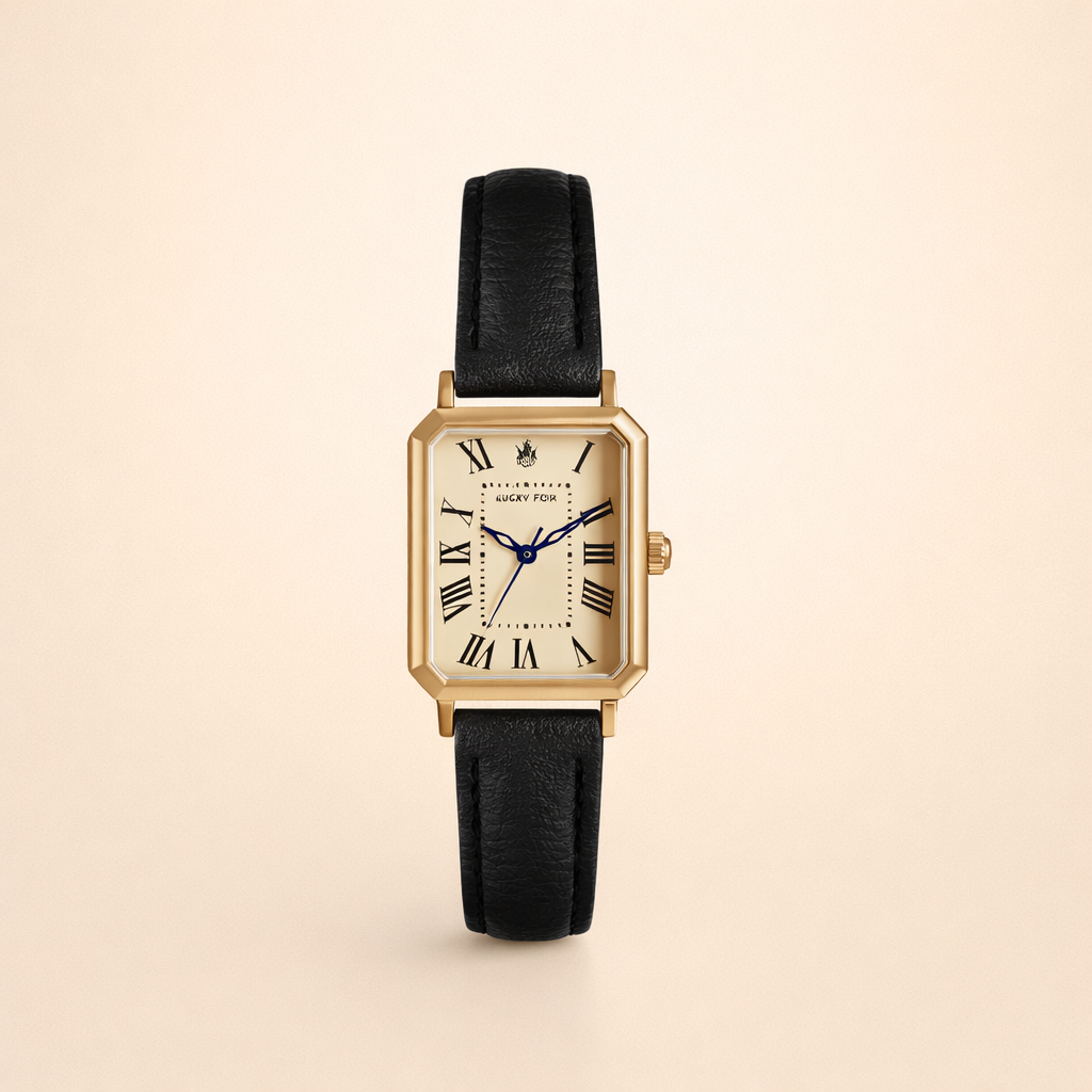 Elegante gouden horloge met een verfijnd steentje.