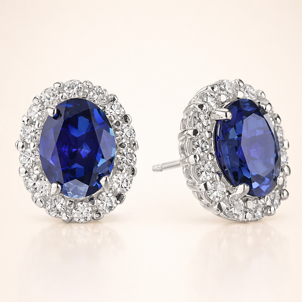Elegante oorbellen van witgoud met ovale zirkonia