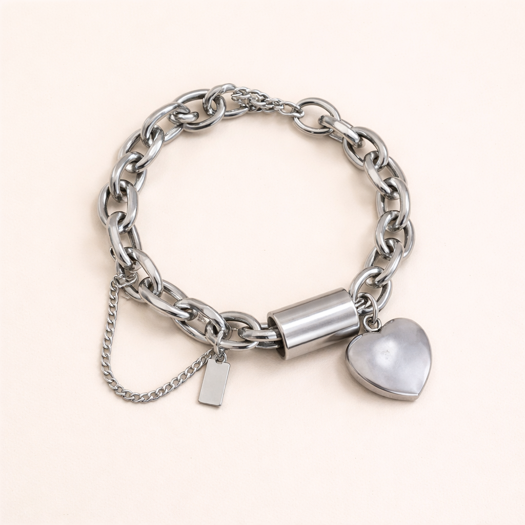 Elegante chunky armband van wit goud