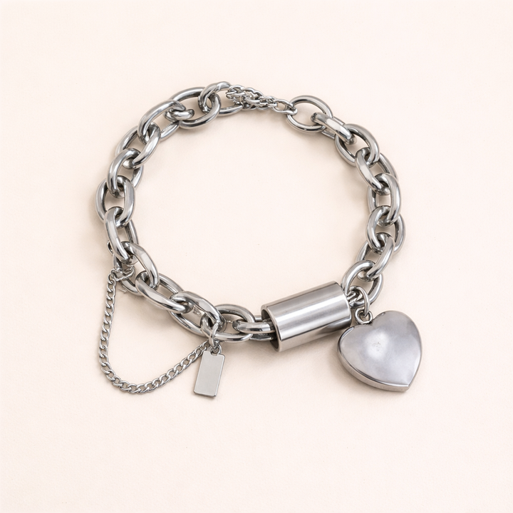 Elegante chunky armband van wit goud