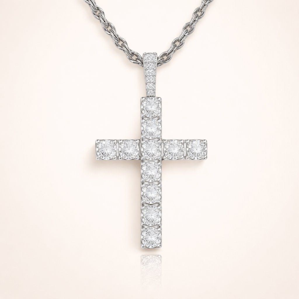 Elegante witgouden kruis ketting