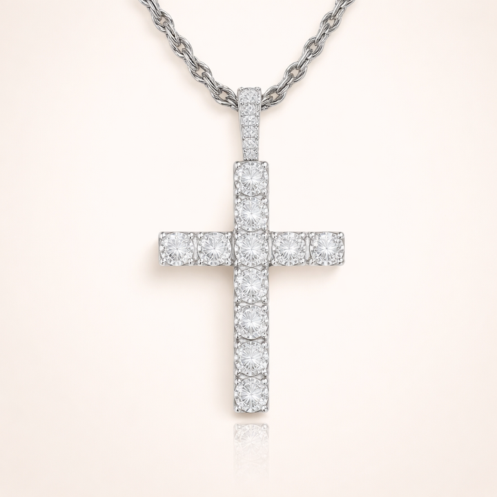 Elegante witgouden kruis ketting