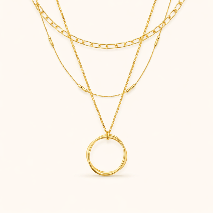 Elegante gouden cirkelketting met verfijnde afwerking