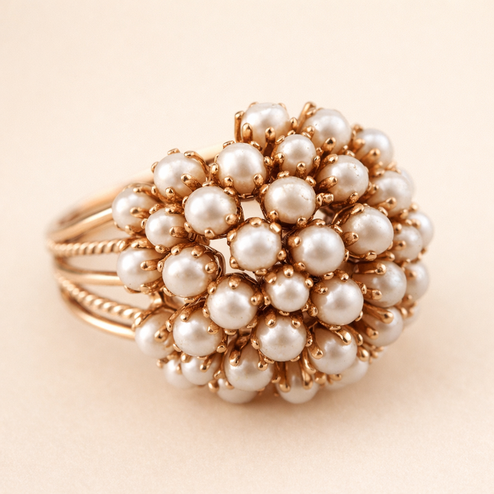 Elegante ring met ingelegde parels