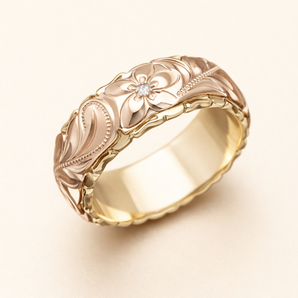 Romantische gouden ring met rozenbloemdesign
