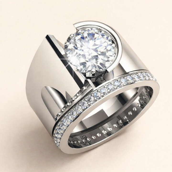Elegante zilveren ring met sprankelende zirkonia
