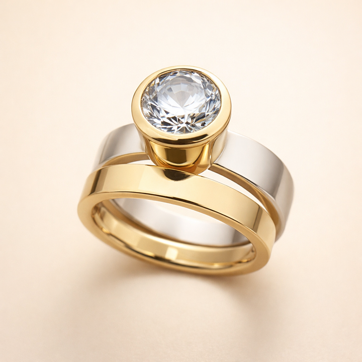 Elegante gouden ring met verfijnd glasdesign