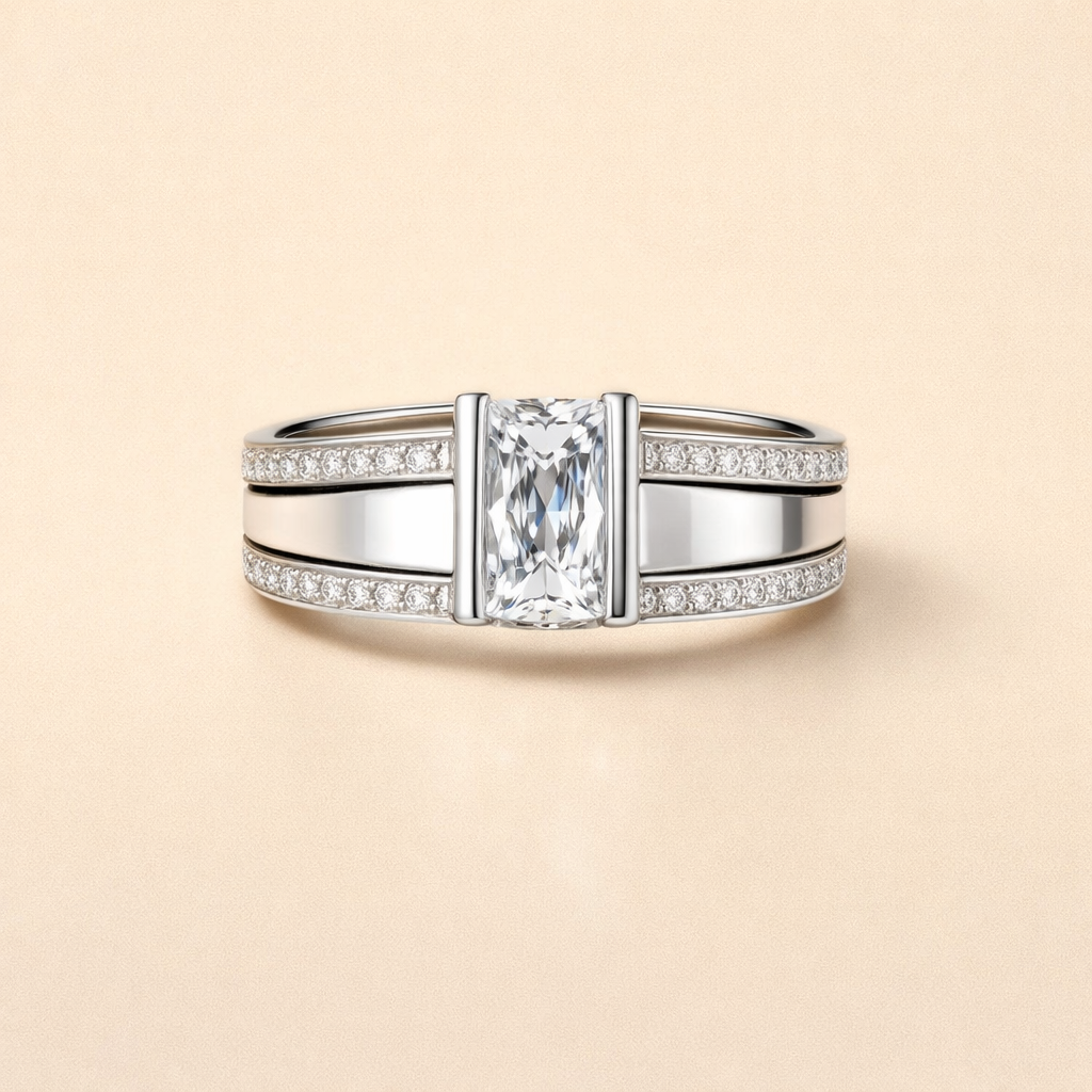 Elegante zilveren ring met sprankelende zirkonia
