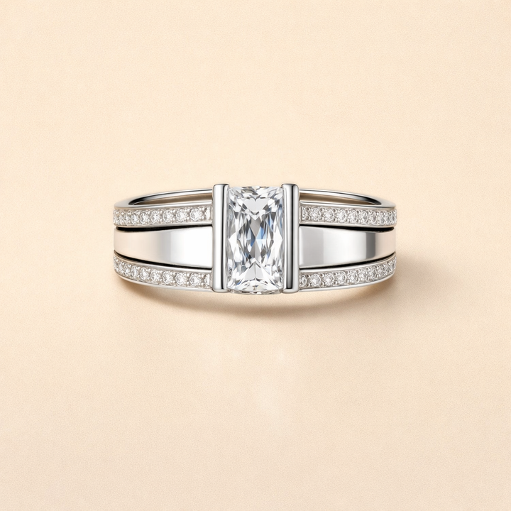 Elegante zilveren ring met sprankelende zirkonia