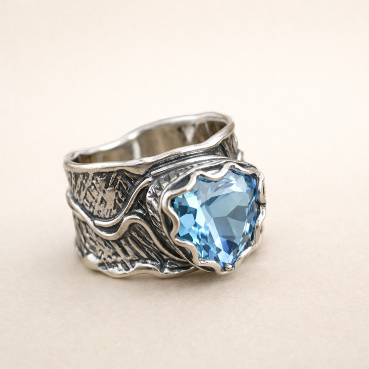 Elegante ring met saffier in roségoud