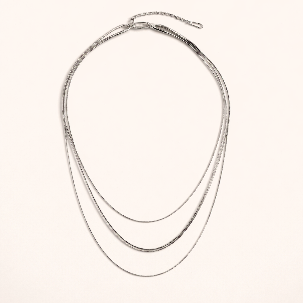 Elegante zilveren meerdere lagen ketting