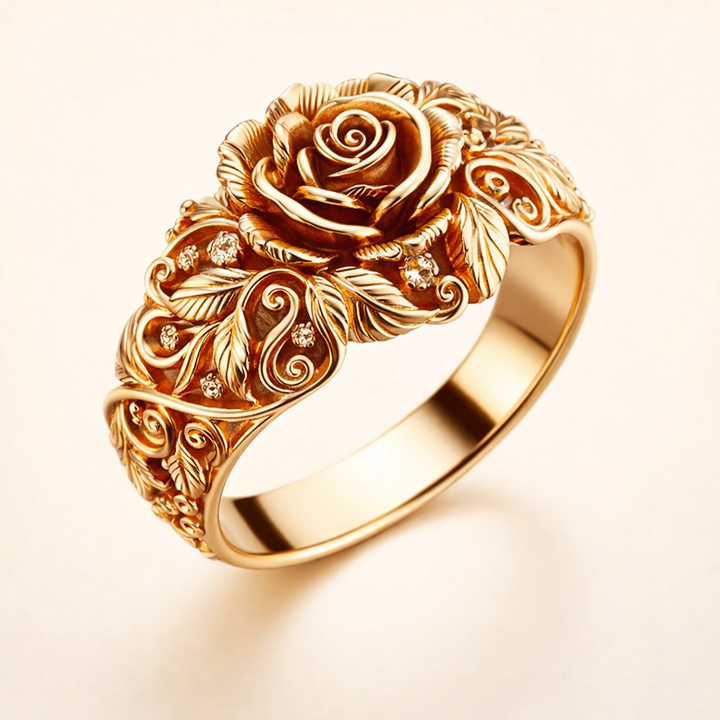 Elegante gouden ring met bloemdesign