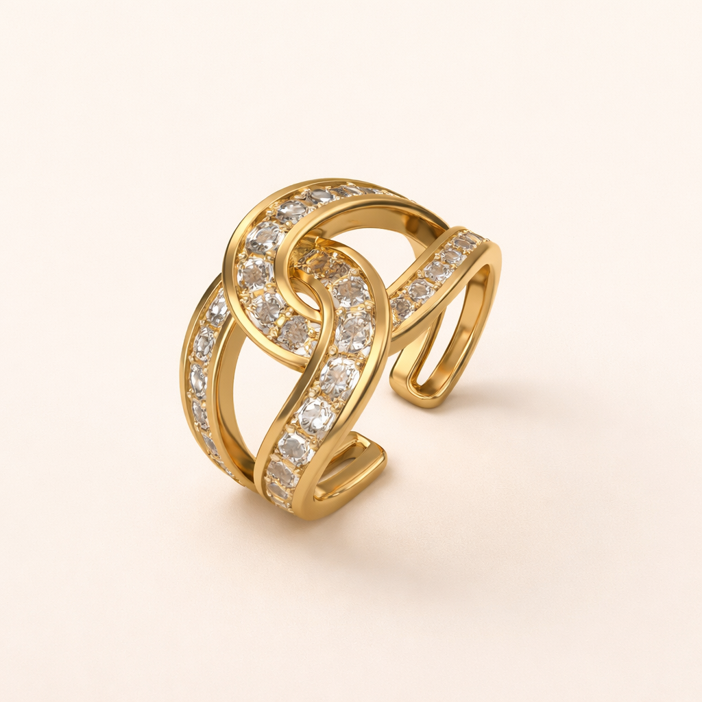 Verweven zilveren ring met delicate details