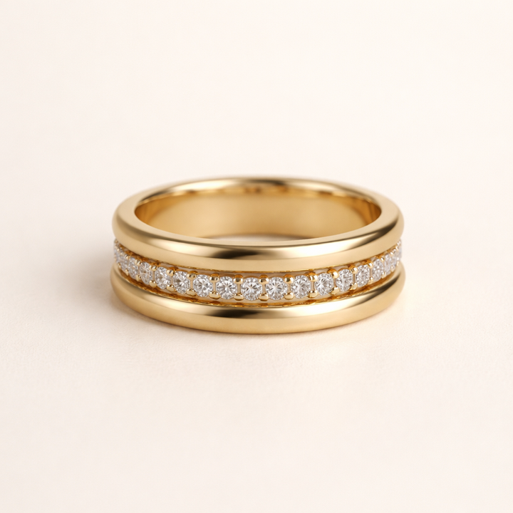Elegante zirkonia ring met verfijnde omlijsting