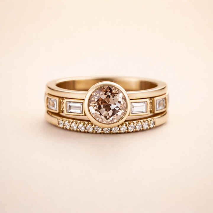 Verfijnde gouden ring met inleg van kristal