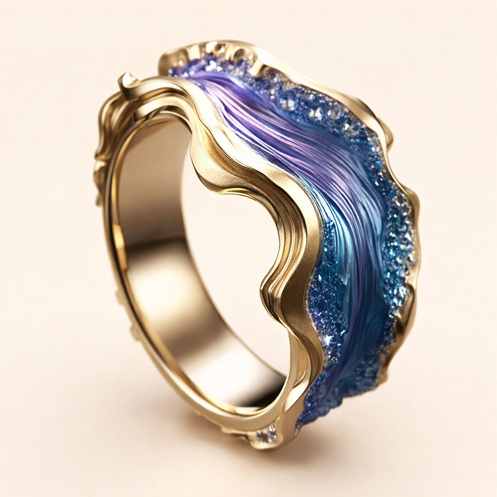 Elegante gouden oceaanring met verfijnde details