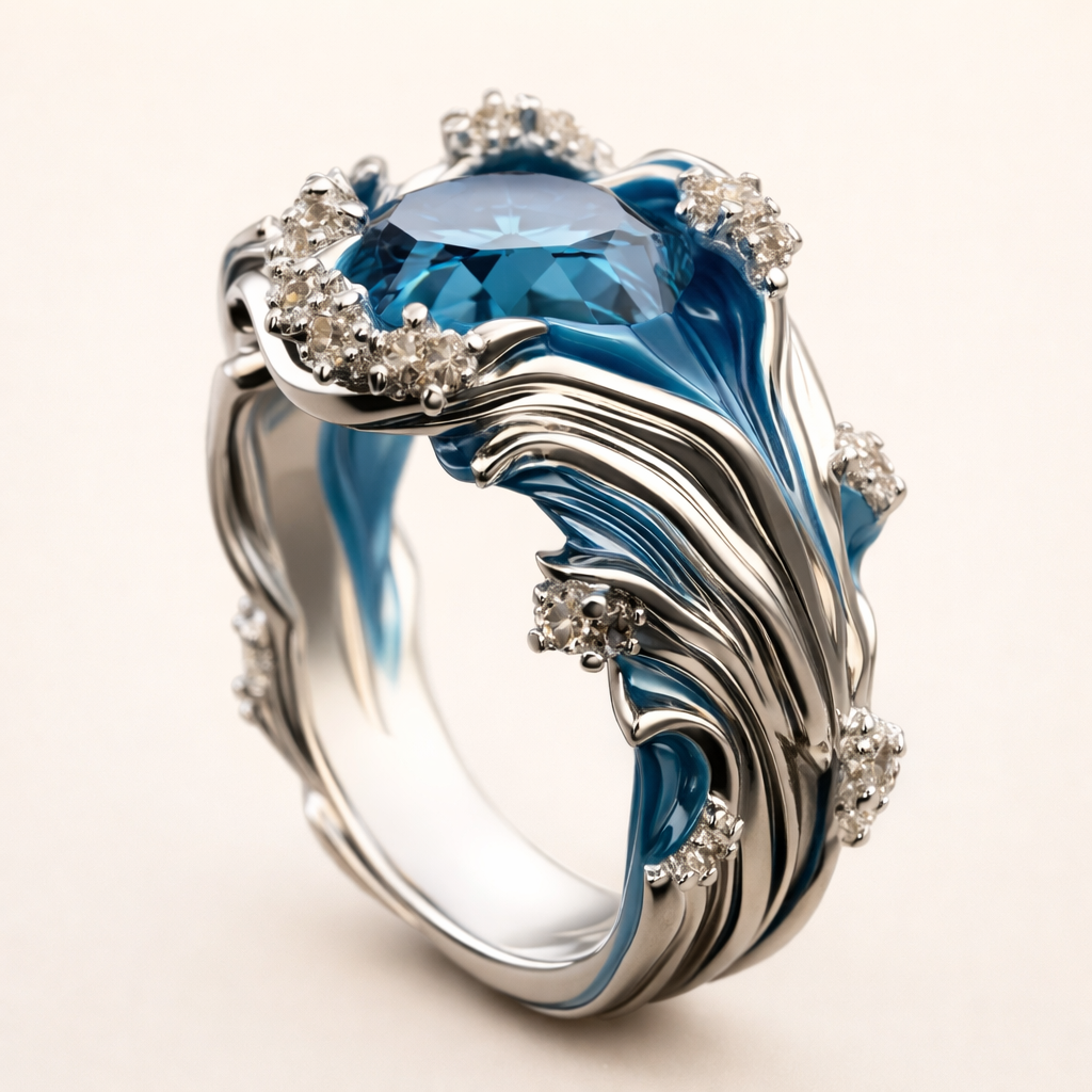 Zacht golvende zirkonia ring in roségoud