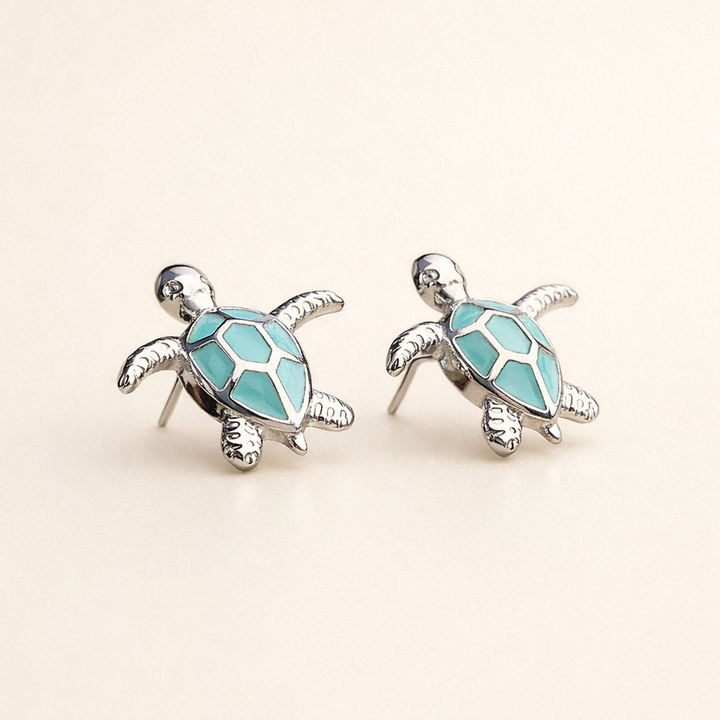Zilver met opaal oorbellen in zeeschildpad ontwerp