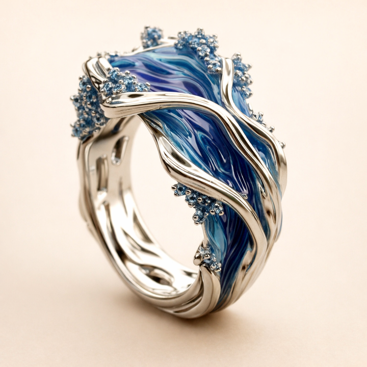 Elegante gouden ring met golvende vormen