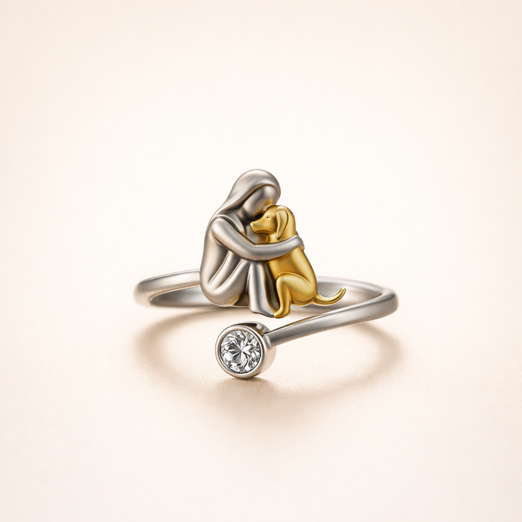925 Sterling Zilveren Hondenring met Zirkonia – Verstelbaar & Handgemaakt