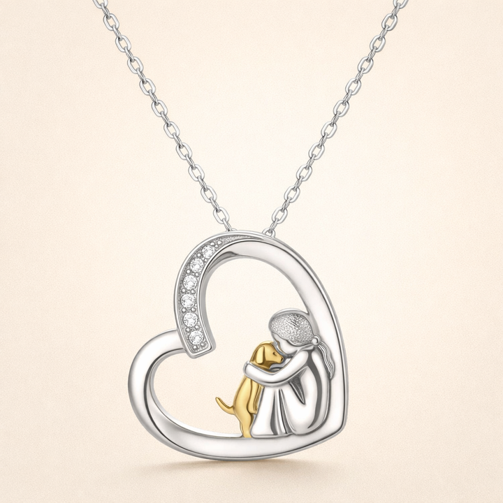 925 Sterling Zilveren Ketting – Hart & Hond Ontwerp met Zirkonia