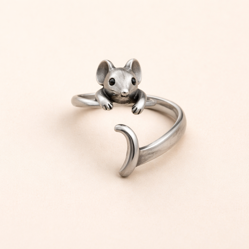 Schattige Muizen Wikkelring – Vintage Verstelbare Sieraden