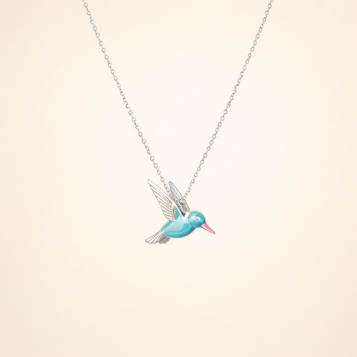 Sterling Zilveren Emaille Kolibrie Ketting