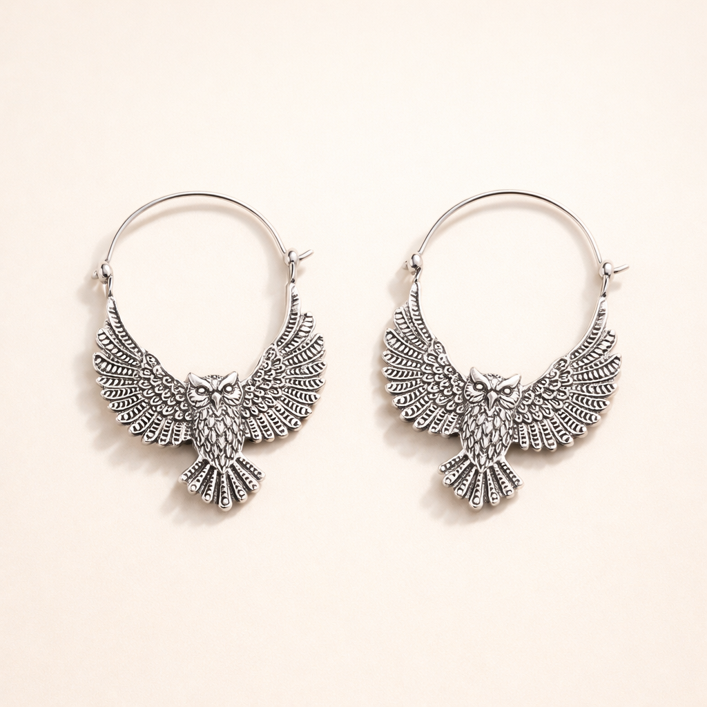 Vintage Boheemse Uil Statement Oorbellen