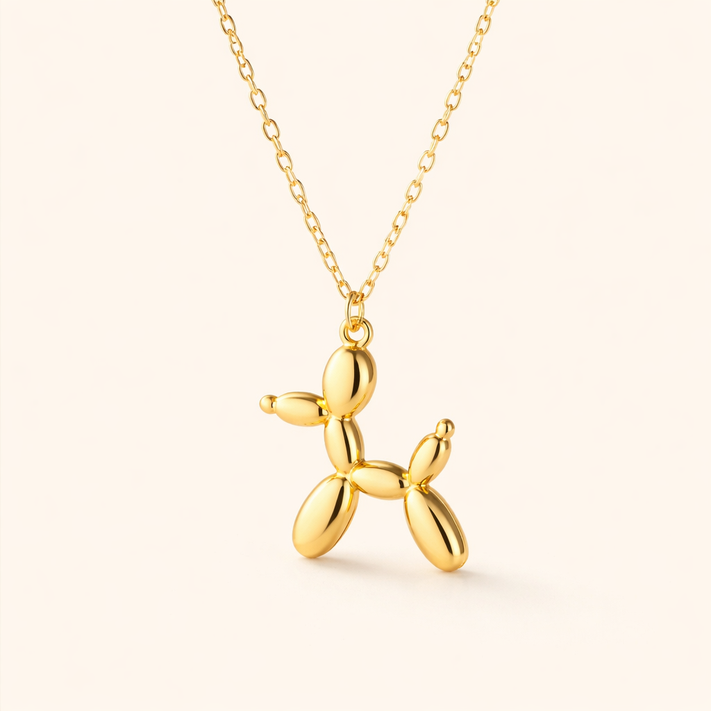 Gouden Ballon Hond Hanger Ketting