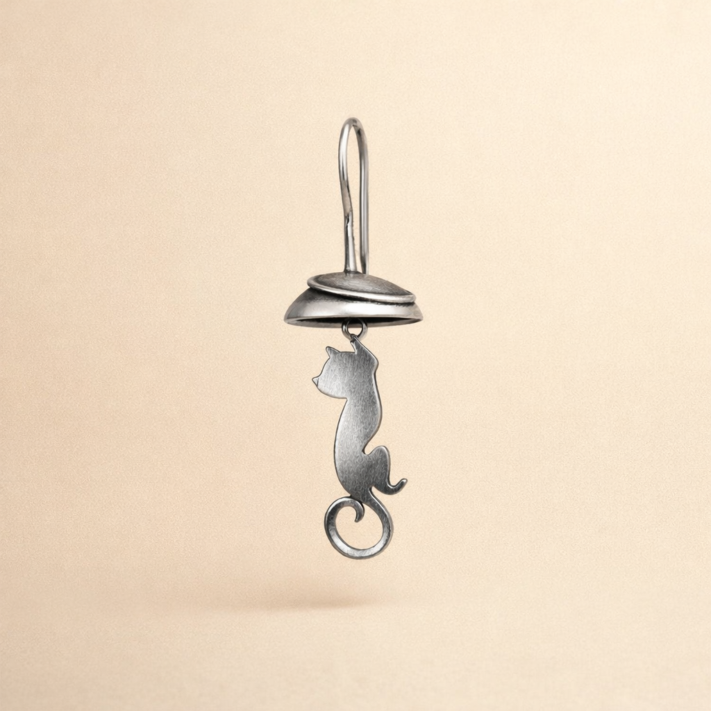 Sterling Zilveren Boho Kat Hanger Oorbellen