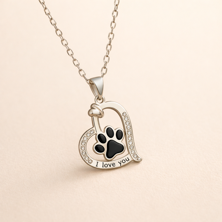 Hartvormige Hondenpootafdruk Ketting met Zirkonia